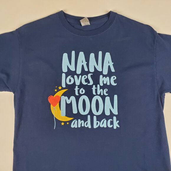 Gildan Cotton Nana Loves Me to the Moon Graphic Print Tee Short Sleeve Shirt XL - Picture 3 of 5